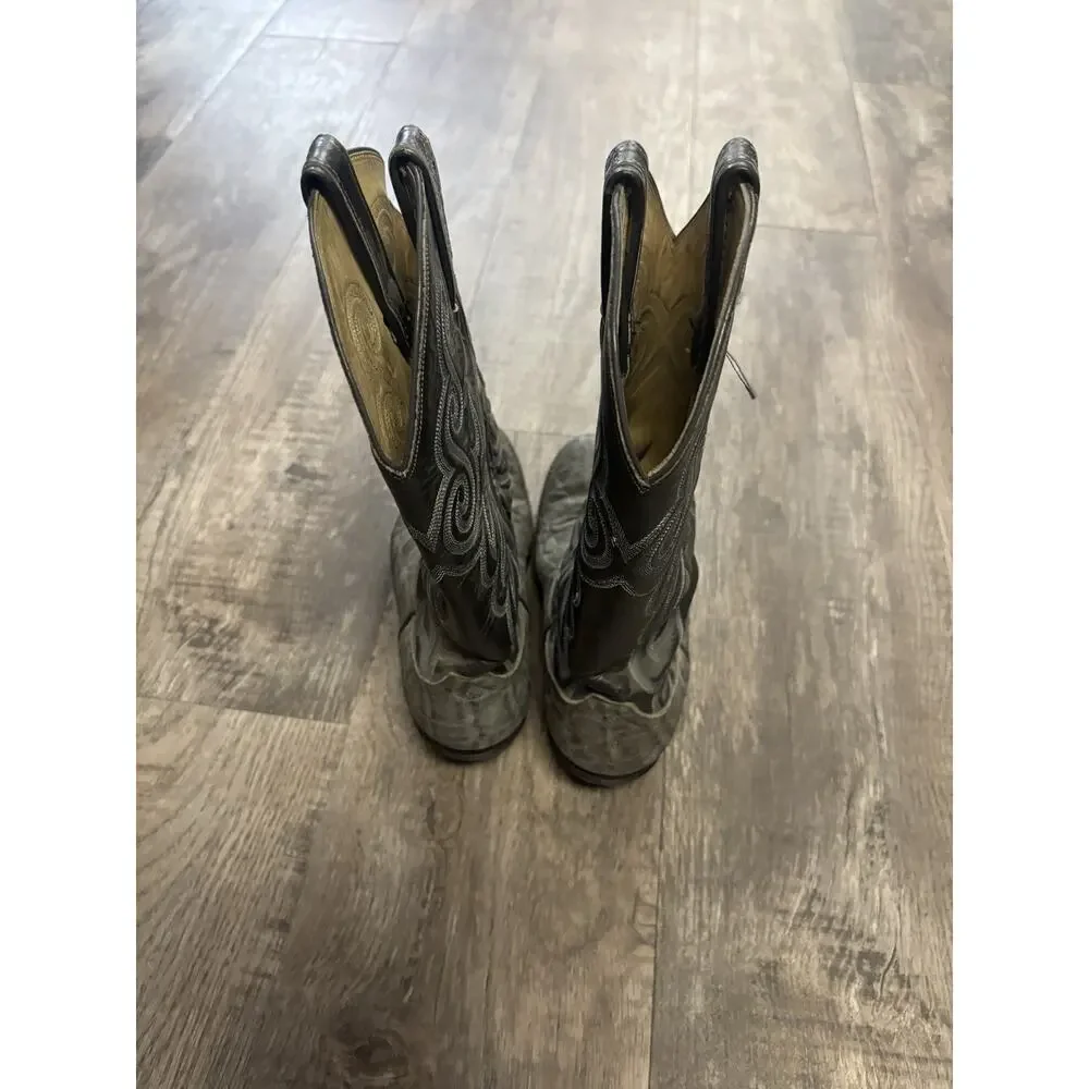 Vintage Tony Lama Western Cowboy Boots 8.5 E Wide Black Style 8501 Mens USA Made